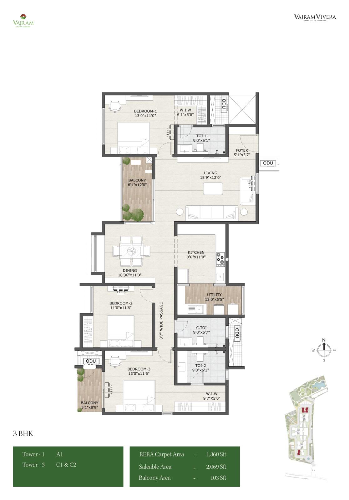 3 BHK Floor Plan